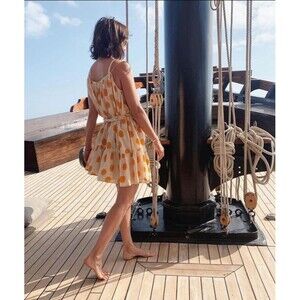 Rhode Resort Nalla Marigold Floral Print Mini Dress Swing Sleeveless XS 283928